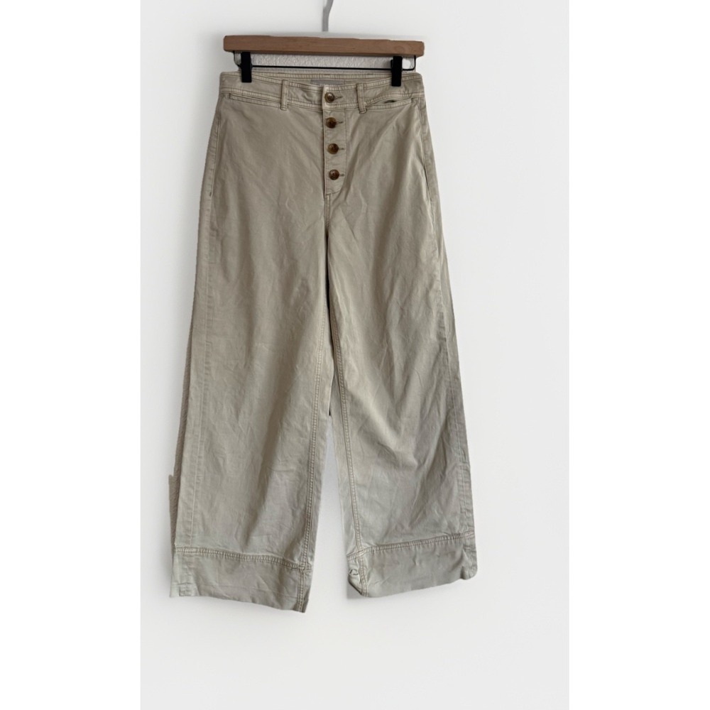 Everlane Lightweight Wide Leg Crop Chino Size 4 Beige Classic